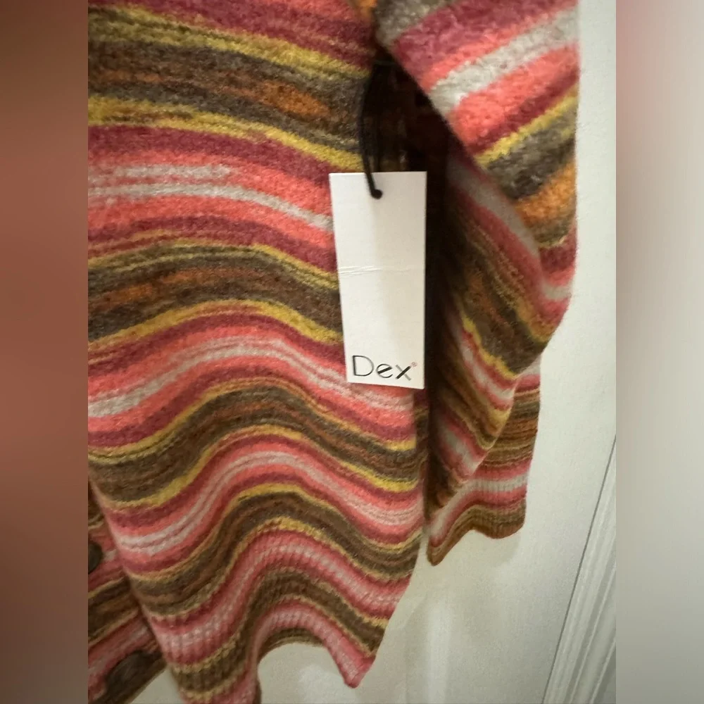 NWT DEX Sunset stripped cardigan size S super soft